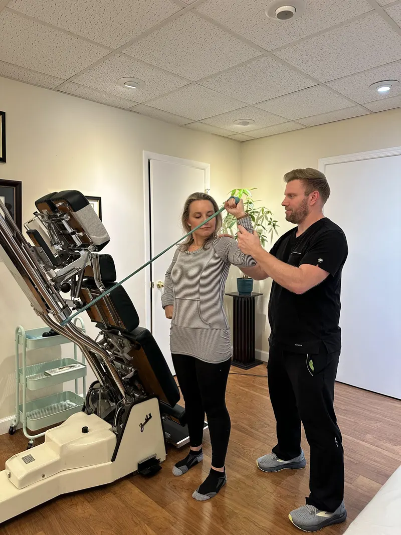 A patient doing a guided exercise